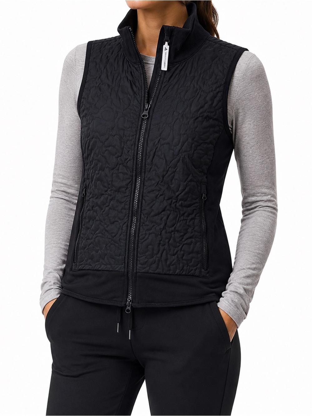 Stella McCartney Adidas collab Navy Quilted Athletic Zip Vest